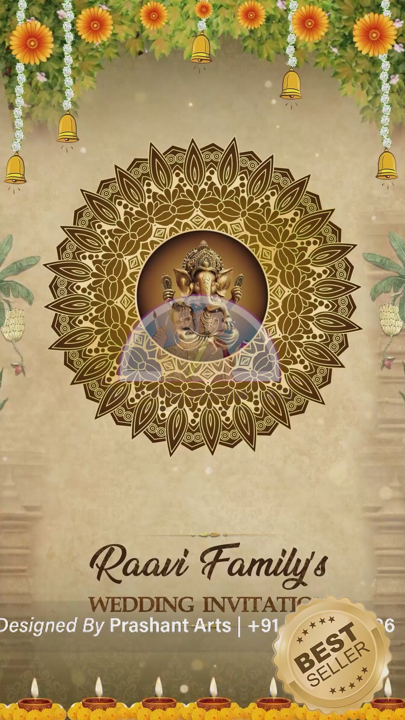 SIC-002 | Ganesha Theme South Indian Wedding Caricature Invitation