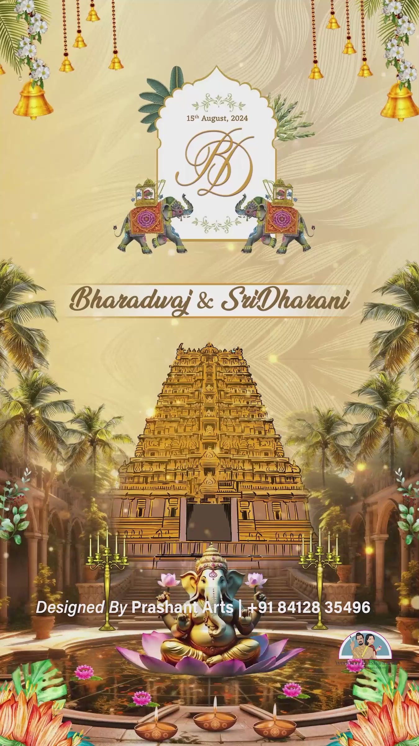 SIC-028 | Personalized South Indian Wedding Invitation Card – Cultural Perfection