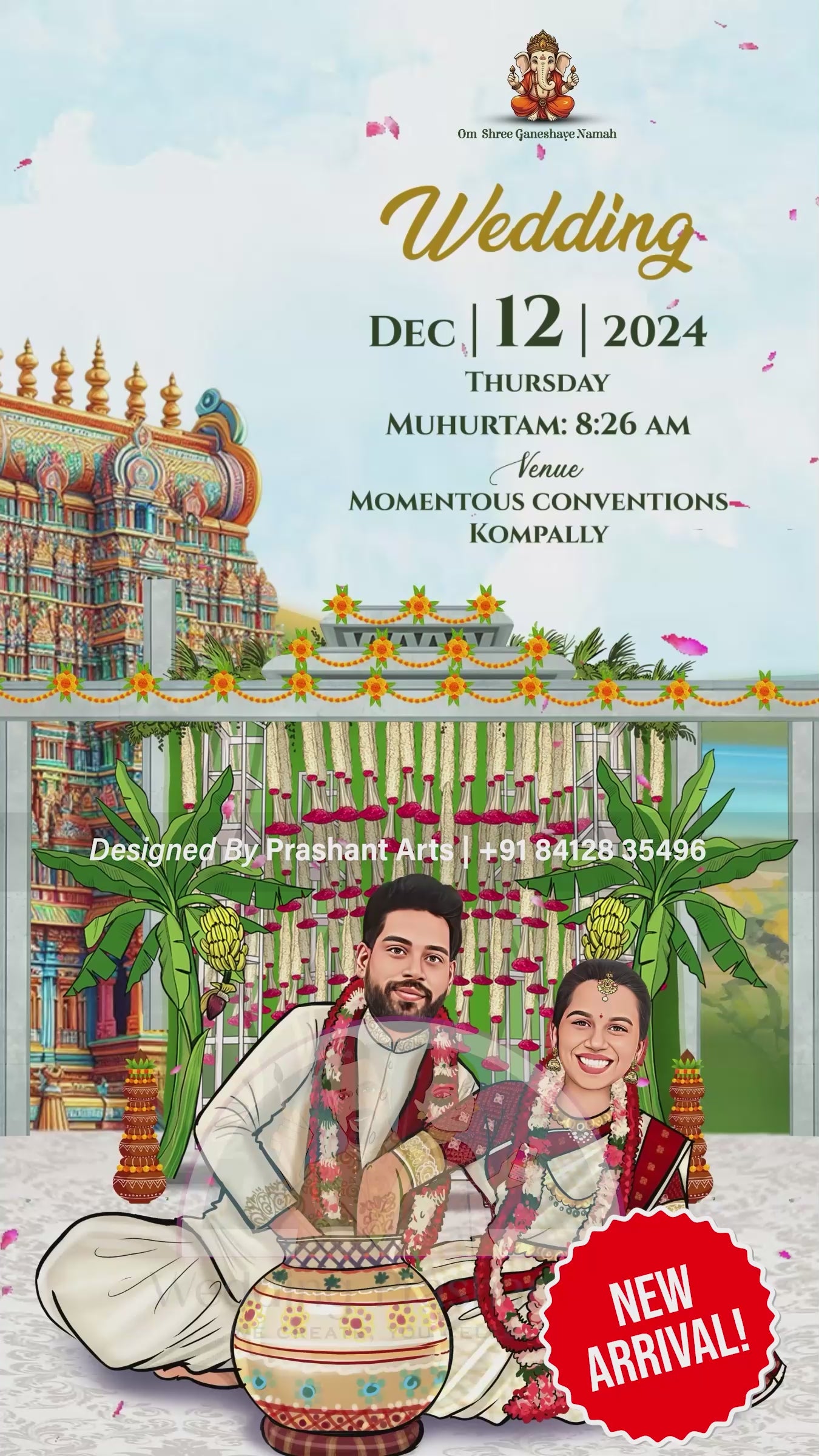 SIC-003 | Whimsical South Indian Caricature Wedding Invitation Video