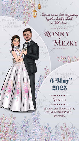 CHC-004 | Lighthearted & Lovely: Christian Wedding Invitations with Charming Caricatures CHC-004 | Lighthearted & Lovely: Christian Wedding Invitations with Charming Caricatures