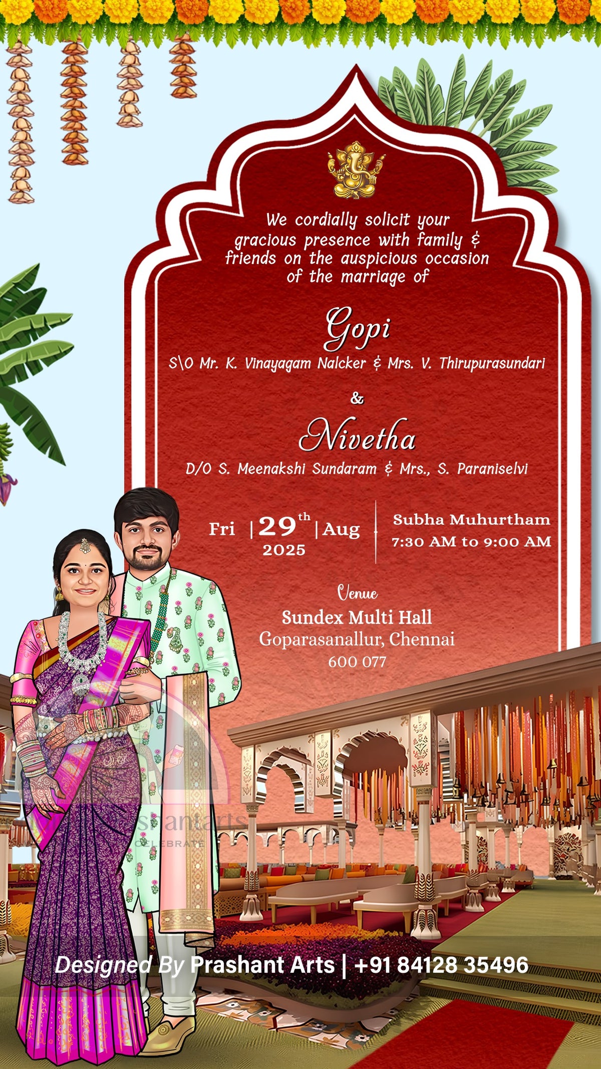SI-001 | South Indian Wedding Invitation - Elegance Awaits