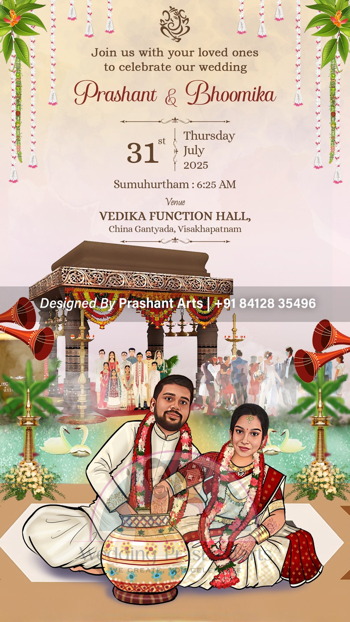 SI-002 | Celebrate Our Union: Traditional South Indian Wedding Invitation