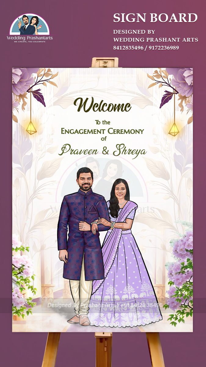 EGP-021 | Floral-Themed Engagement welcome board - Love Blooms