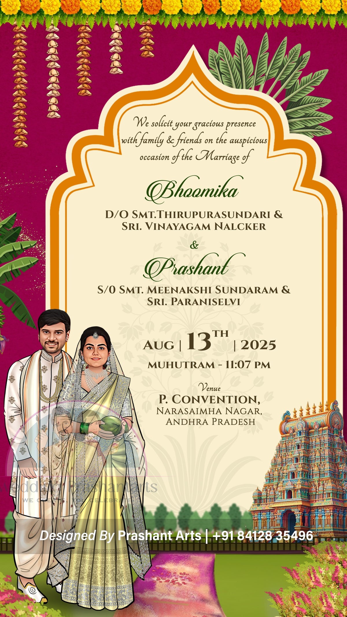 SI-006 | South Indian Wedding Invitations - Customizable & Affordable