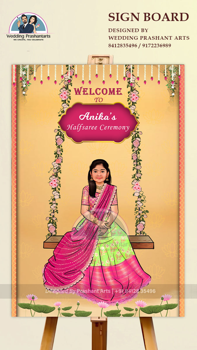 HSWB - 017 | Custom Half Saree Function Welcome Poster – Digital & Printable