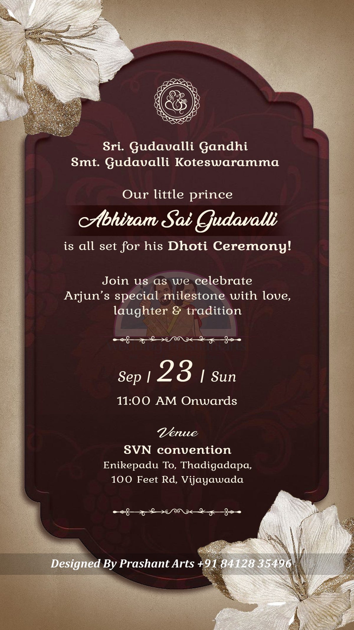 DCP-001 | Traditional Dhoti Ceremony Invitation Card