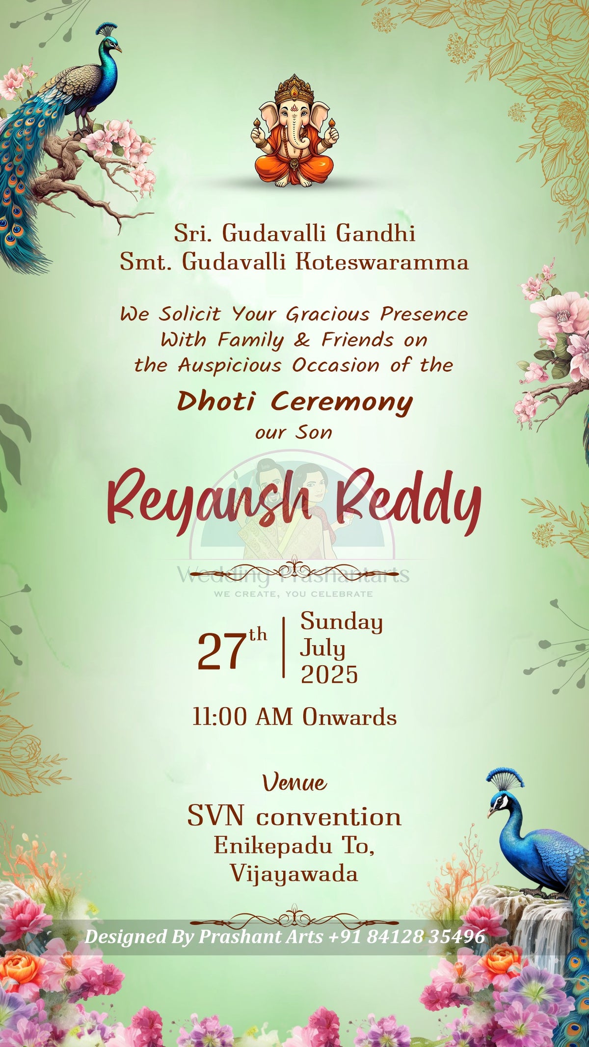 DCP-002 | Elegant Dhoti Ceremony Invite – Static Design