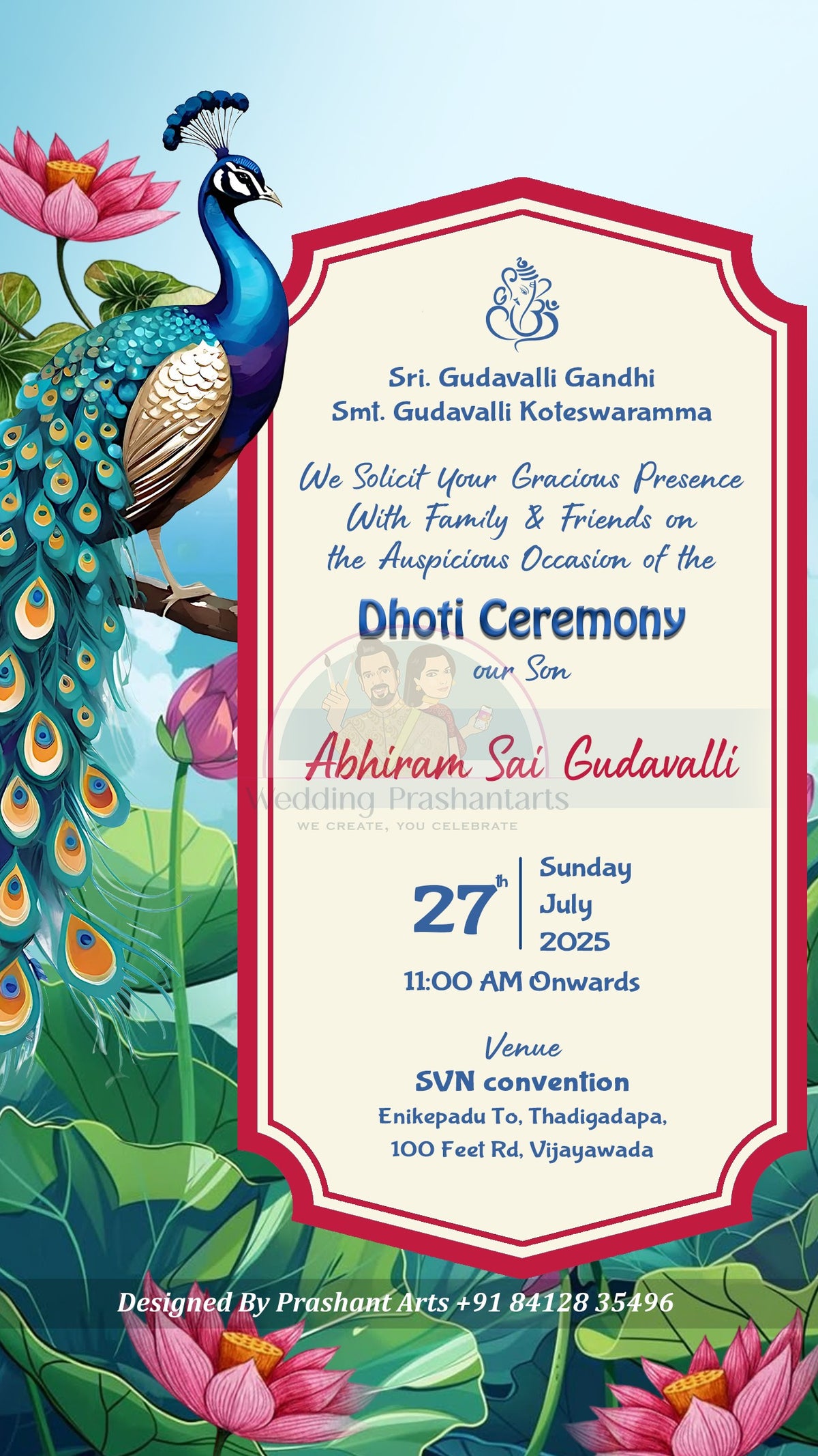 DCP-005 | Minimalist Dhoti Ceremony Invite – Static Design