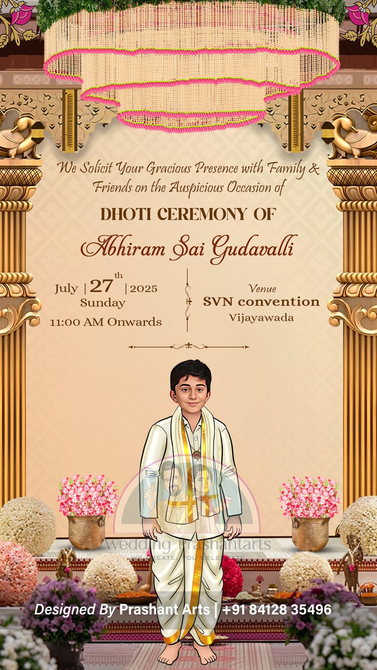 DCP-007 | Colorful Dhoti Ceremony Invitation – Static Design