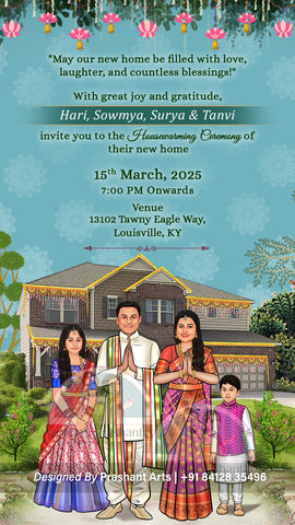 HWP-005 | Floral Caricature Housewarming Invitation