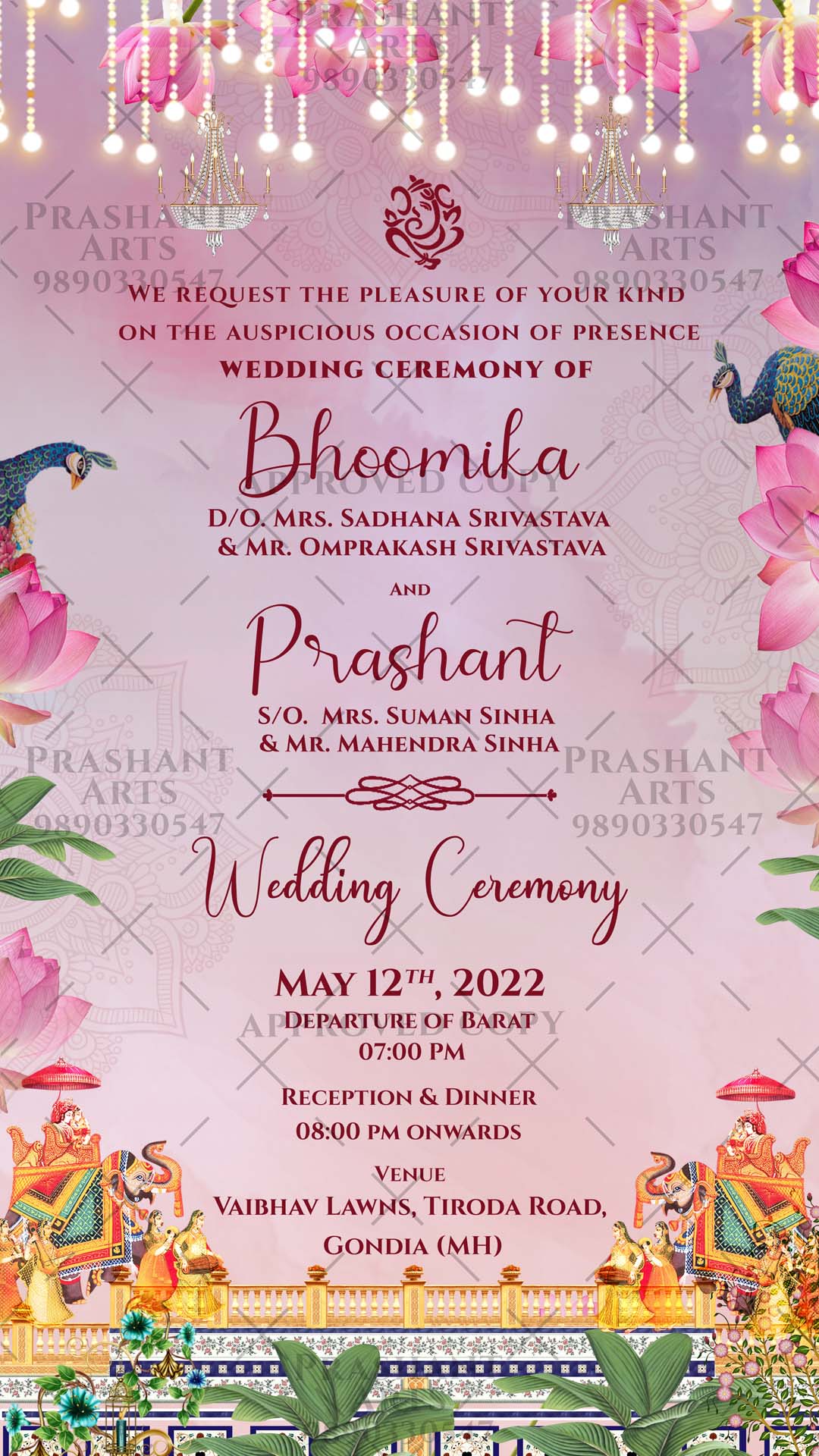 Impress Your Guests with Unique Digital Gujarati Wedding Invitations | GR-008