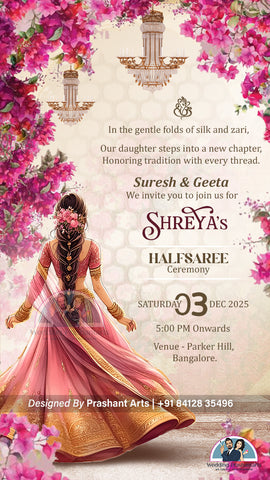 HSP - 010 | Custom Half Saree Function Static Invite – Elegant Digital Card