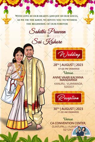 SIP-015 | South Indian Wedding Caricature Invitations: Add a Touch of Whimsy