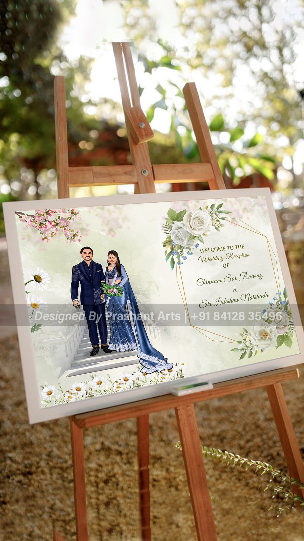 WC-010 | Unique Wedding Welcome Board: A Custom Caricature Makes All the Difference