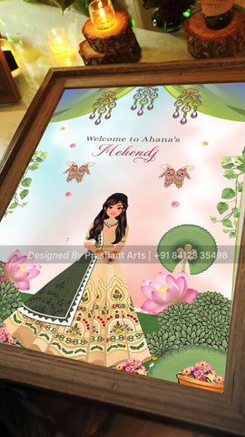 WC-011 | Forget Generic Signs: Personalized Caricature Welcome Boards for Weddings Mehendi Ceremony