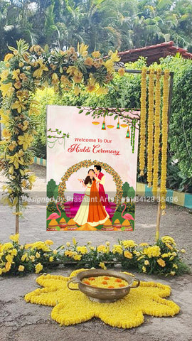 WC-012 | Haldi Ceremony Welcome Board Ideas on a Budget: Affordable Caricature Options