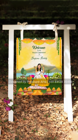 WC-015 | Haldi Ceremony Welcome Board Inspiration: Stand Out with a Fun Caricature