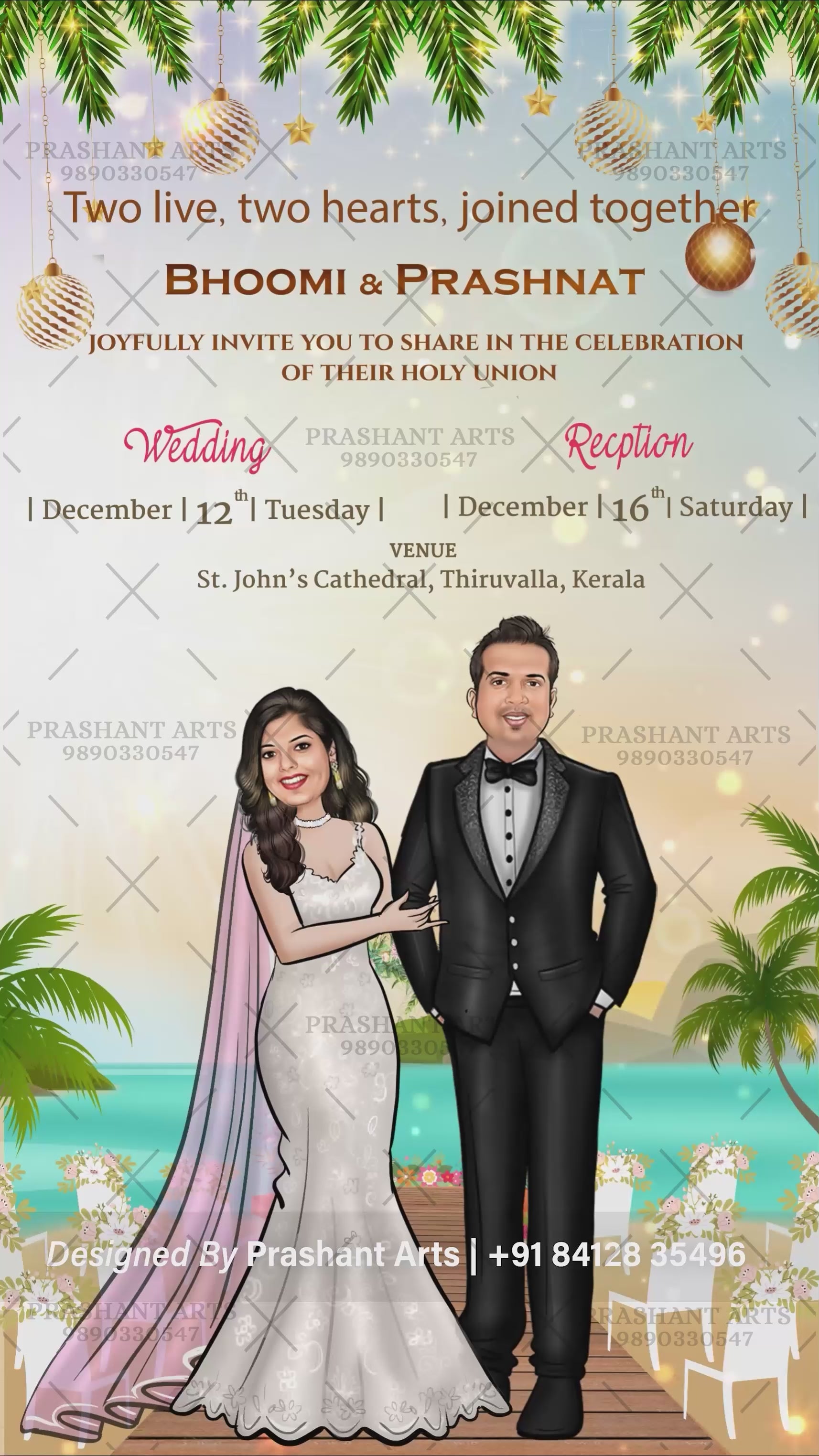 CHC-004 | Catholic Wedding Caricature Invitation Videos: Celebrate Your Love Story