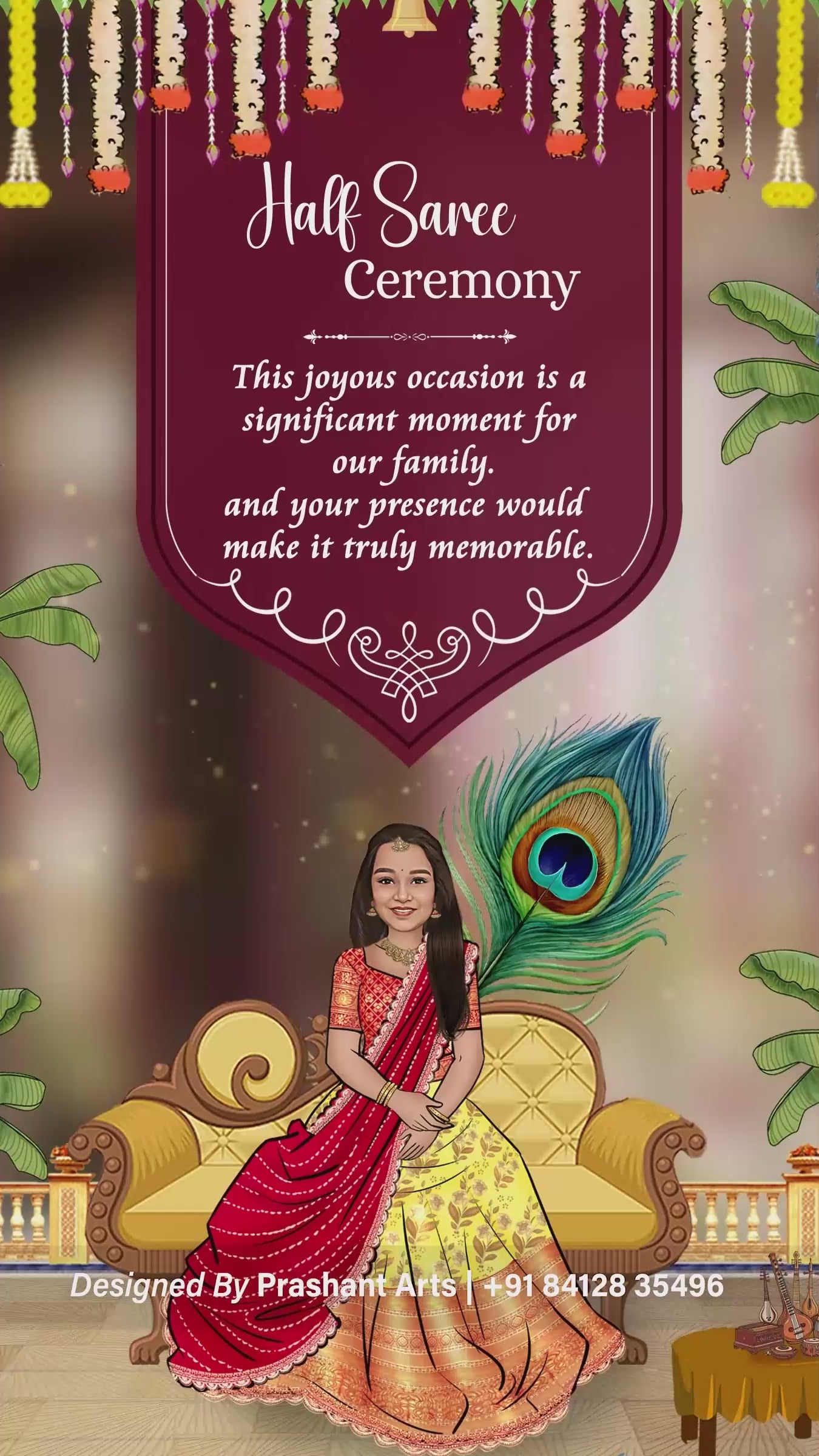 HSI-021 | Graceful Half Saree Ceremony Digital Video Invite – Fully Customized