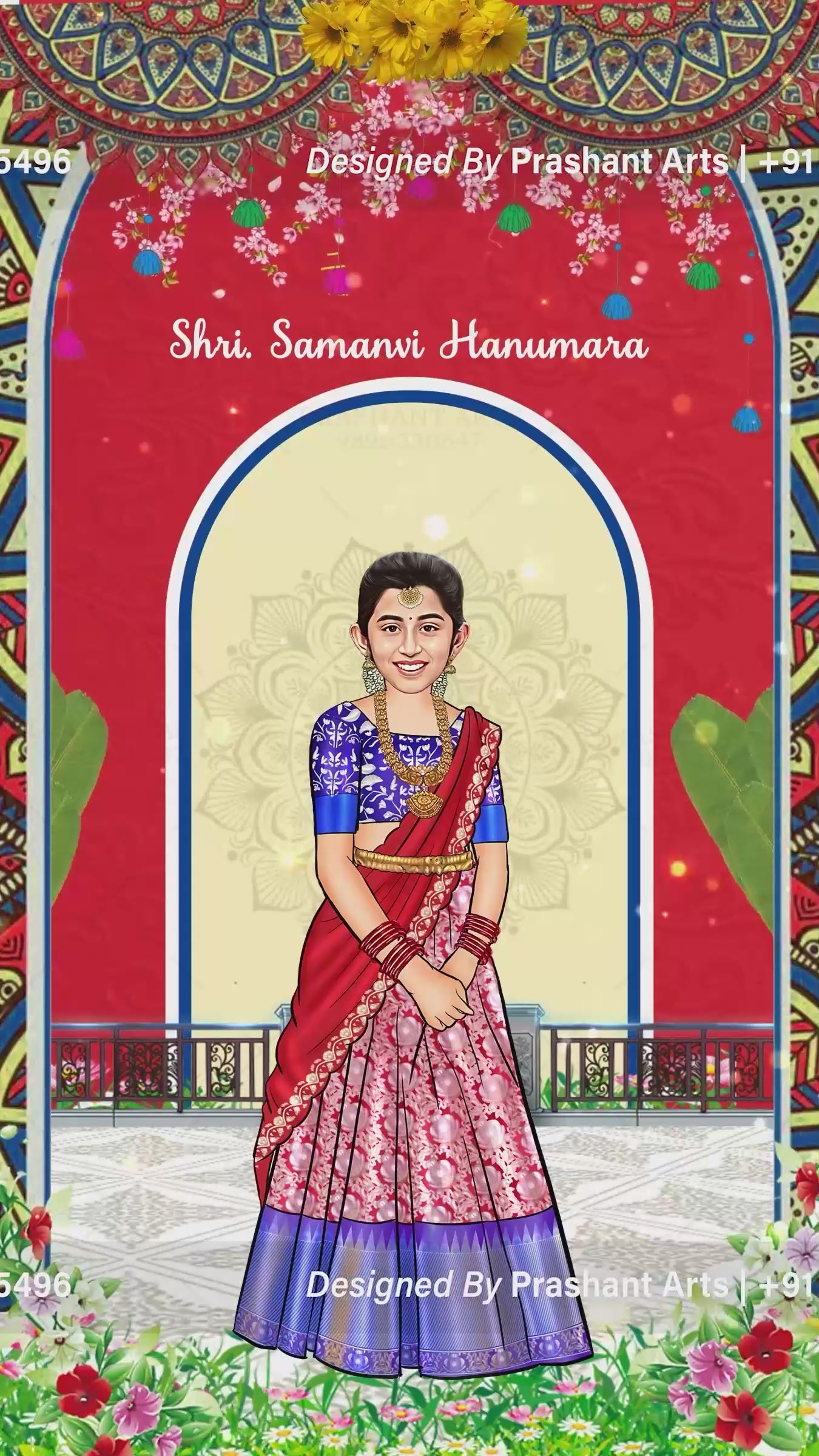 HSI-022 | Custom Half Saree Video Invitation – Animated & Personalized