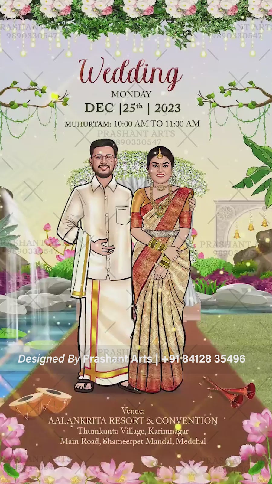 South Indian Caricature Wedding Invitation