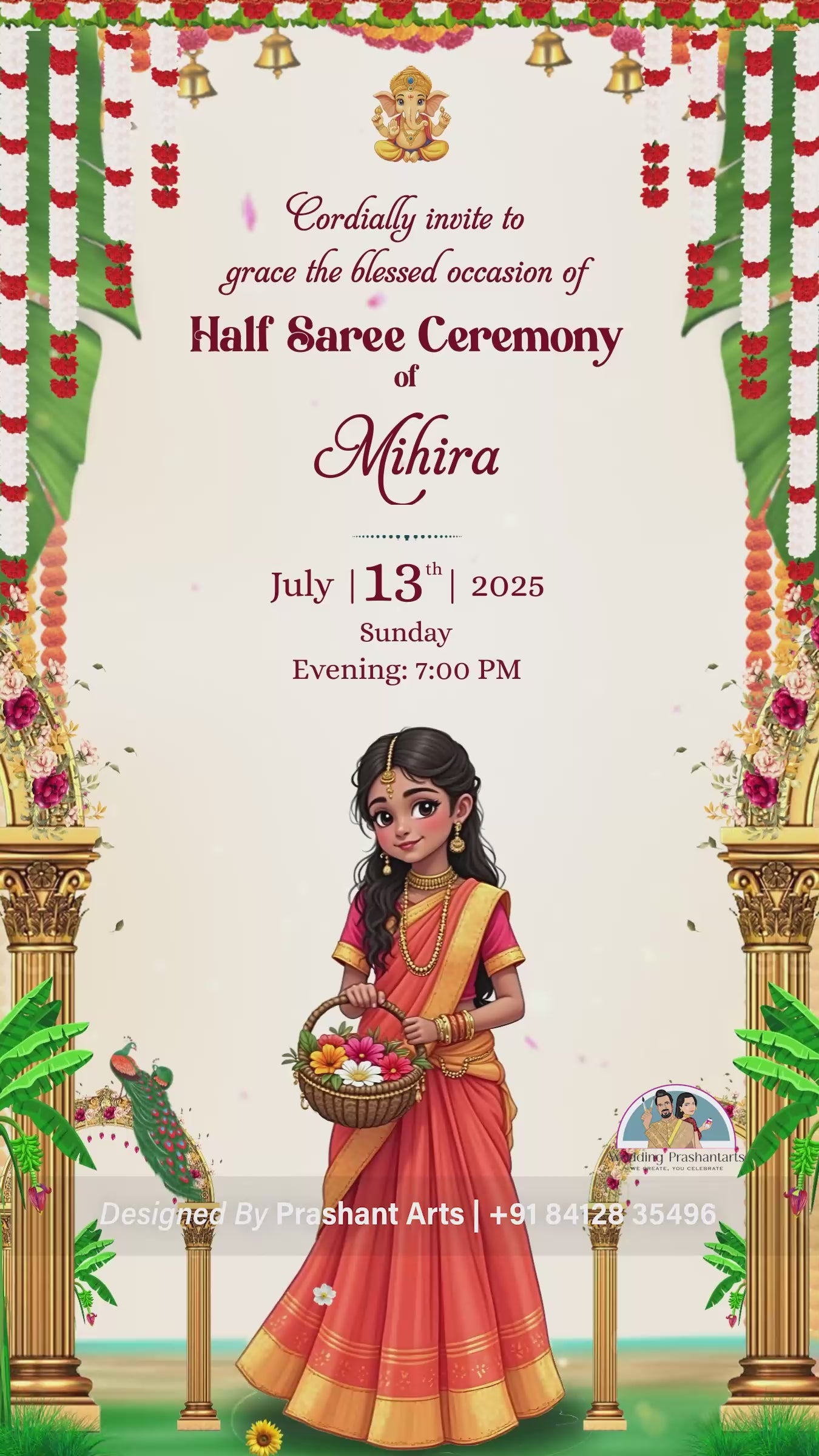 HSI - 003 | Traditional Half Saree Function Invitation – Custom Digital Video