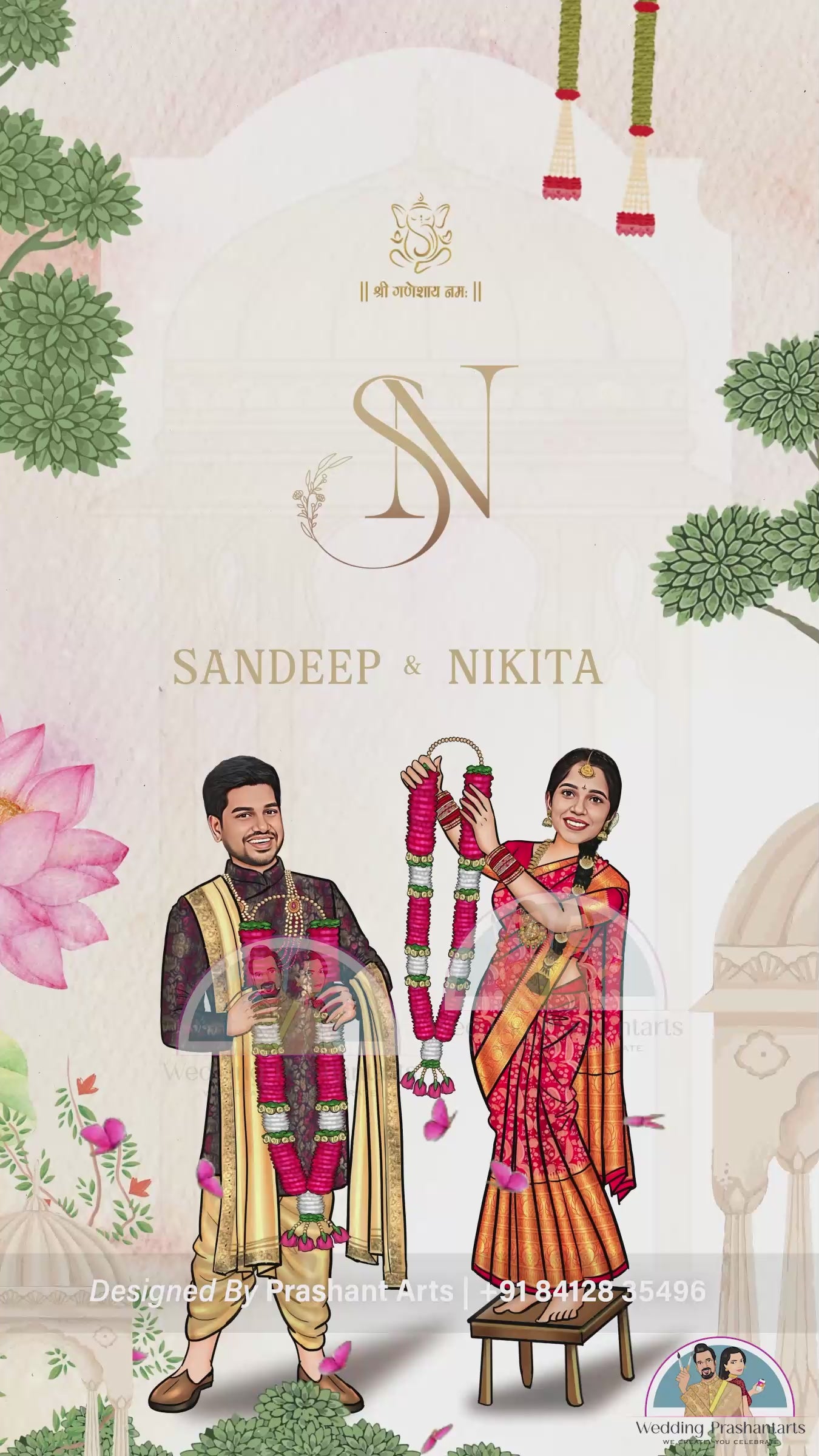 SIC-009 | Traditional South Indian Caricature Wedding Invitation Video