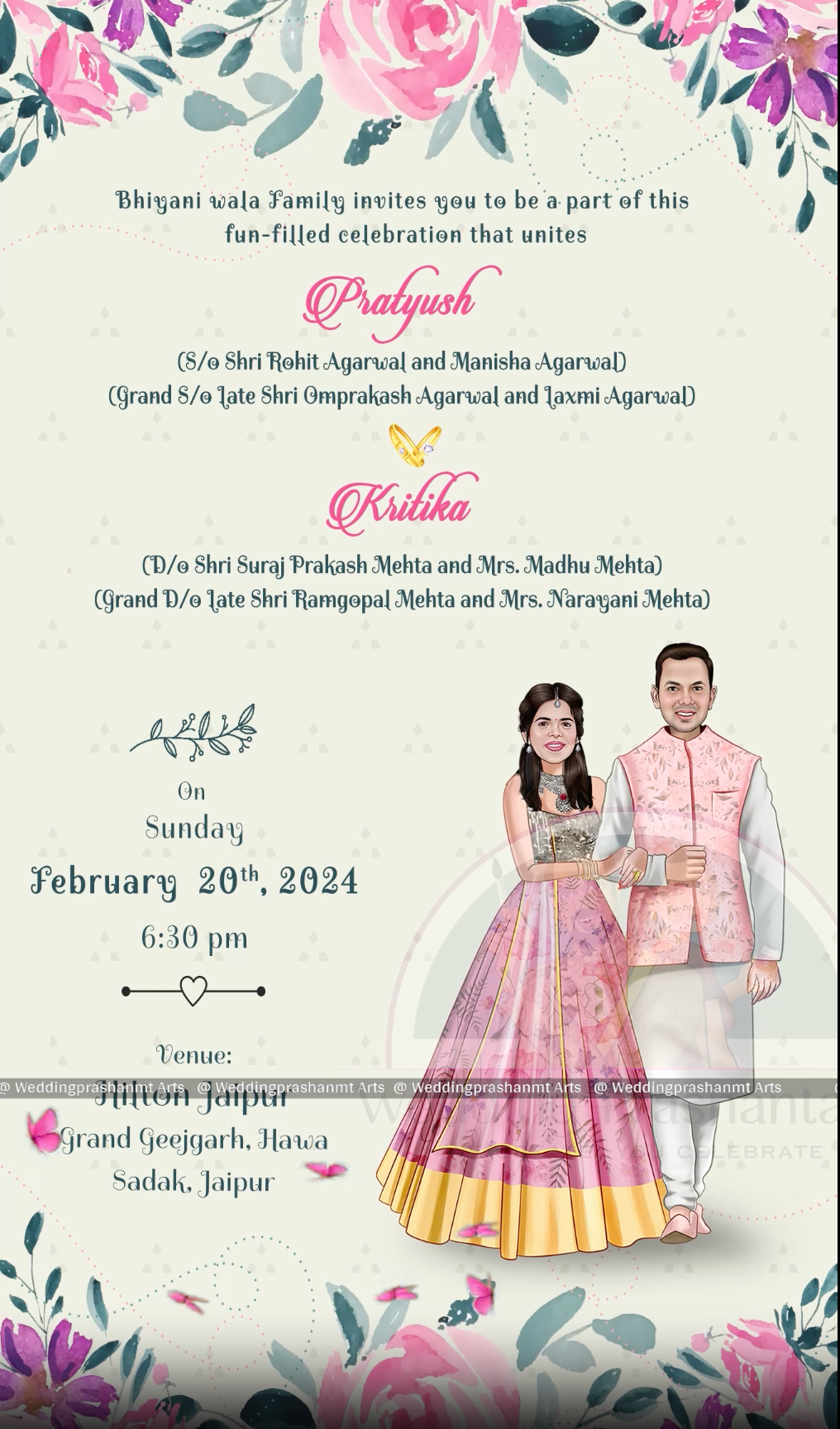 NA-004 | Romantic Wedding Caricature Invitation Video