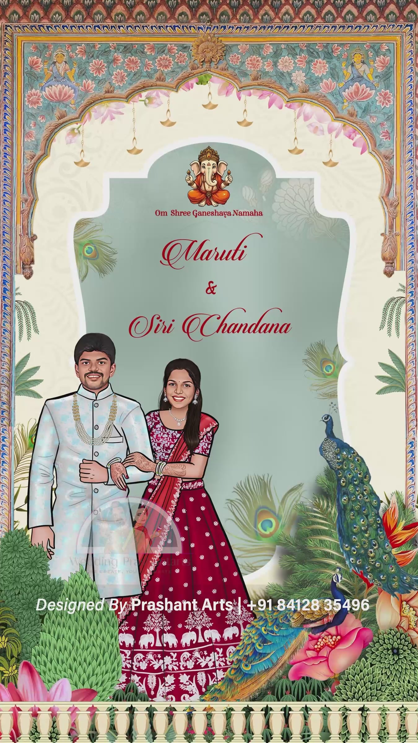 SIC-026 | Traditional South Indian Caricature Wedding Invitation