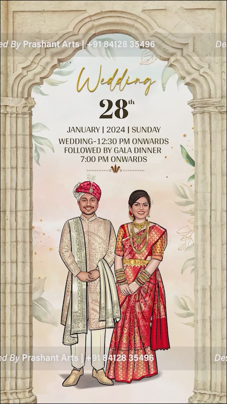 NIC-012 | Traditional North Indian Wedding Video Invitation - Elegant & Customizable