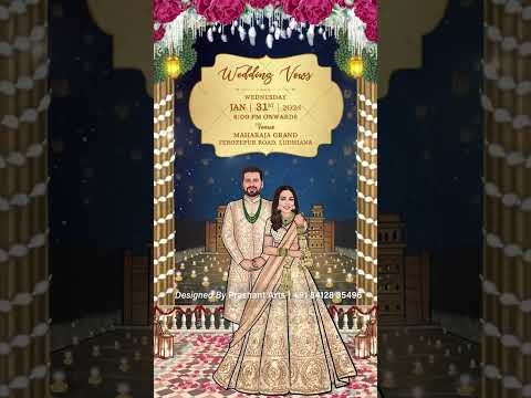 Celebrate Love Under the Open Heavens: Indian Wedding Caricature Invitation | NIV-027