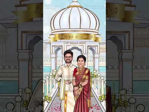 Celebrate Love with Modern Elegance: South Indian Wedding Caricature Invitation | SIV-035