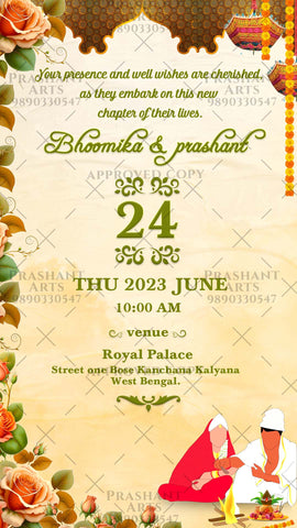 Modern Elegance Meets Tradition: Bengali Wedding Invitations | BE-004