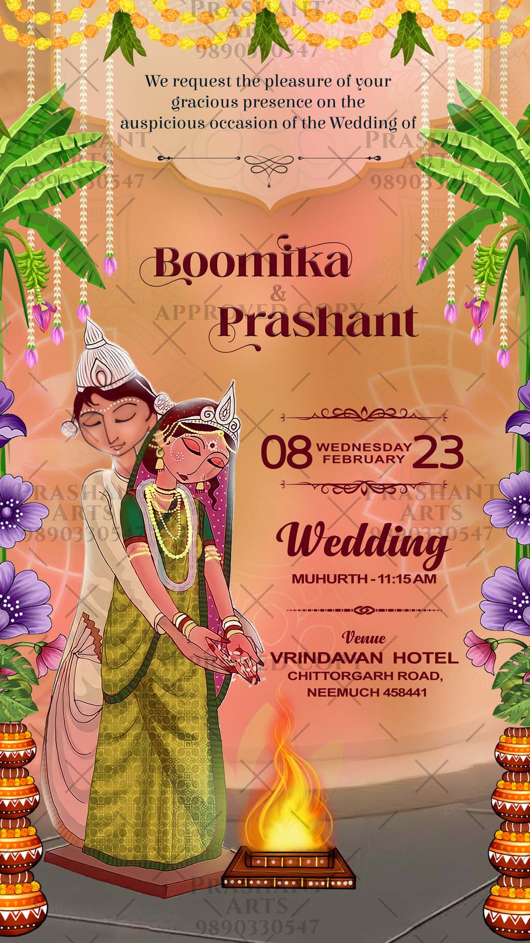 Impress Your Guests with Unique Bengali Wedding Invitation Designs | BE-005