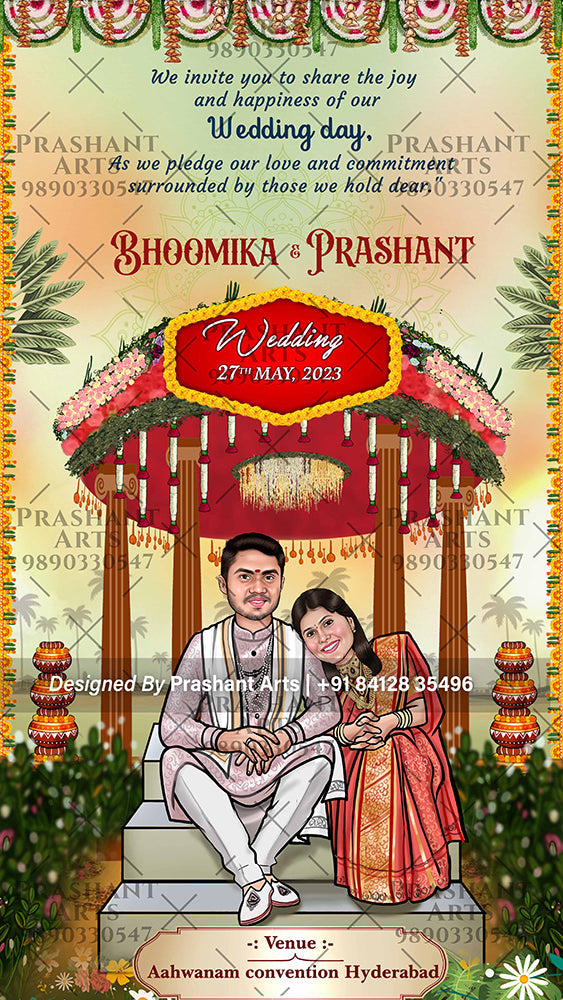 SIP-002 | South Indian Wedding Invitations: Make Your Big Day Uniquely Caricature