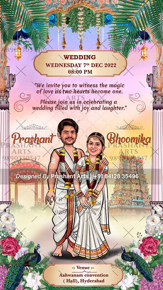 SIP-007 | Find the Perfect South Indian Wedding Invitation: Caricature Options Available!