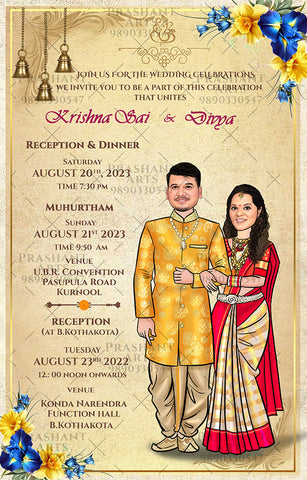 SIP-012 | South Indian Wedding Invitation Inspiration: Browse Our Caricature Collection