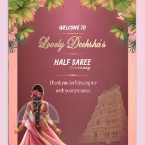 HSWB -018 | Elegant Half Saree Ceremony Welcome Board – Cultural Themed Sign