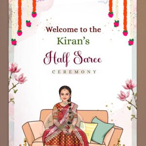 HSWB - 015 | Traditional Half Saree Ceremony Welcome Sign – Custom Digital Artwork