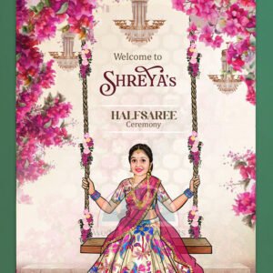 HSWB - 016 | Graceful Half Saree Welcome Board – Personalized Event Entrance Sign