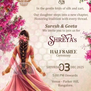 HSP - 010 | Custom Half Saree Function Static Invite – Elegant Digital Card