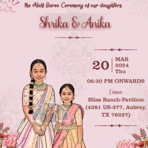 HSP - 012 | Elegant Half Saree Static Invitation – Personalized Digital Keepsake